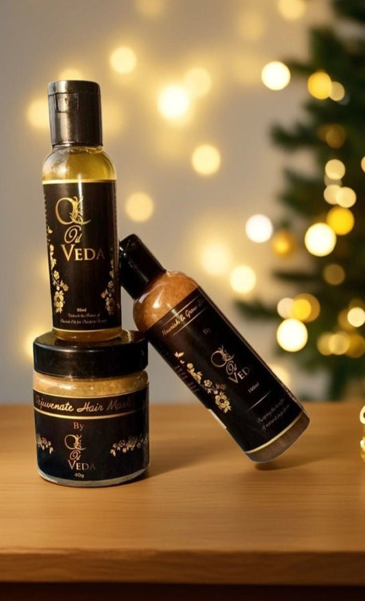 Oil Veda Trial Kit - Oil Veda Hair Oil, Nourish & Grow Shampoo,Rejuvenate Hair Mask